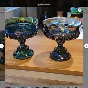 Vintage Carnival Glass Goblets set of two